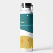 Retro Summer Beach Mitte Jahrhundert Moderne Trinkflasche (Rückseite)