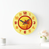 Retro Summer Beach Palm Treatwave Clock Große Wanduhr (Zuhause)