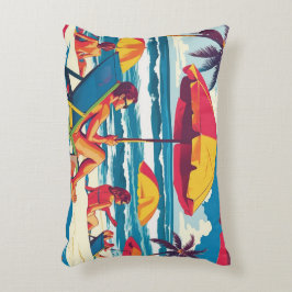 Retro Summer Beach Scene Throw Pillow Dekokissen