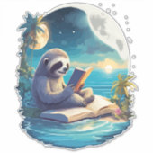Retro Summer Beach Sloth Aufkleber (Vorderseite)