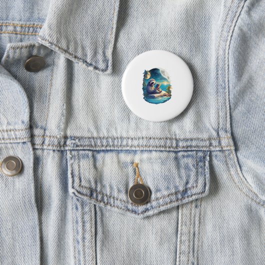 Retro Summer Beach Sloth Button (Beispiel)