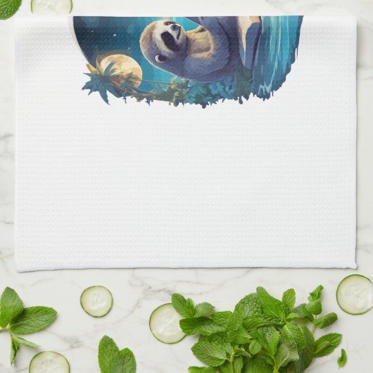 Retro Summer Beach Sloth Geschirrtuch (Gefaltet)