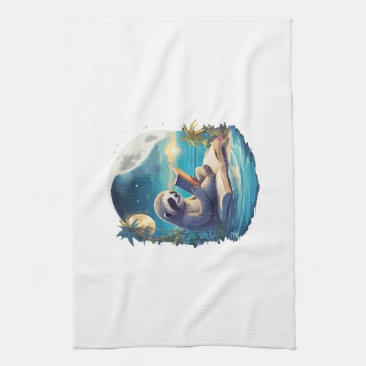 Retro Summer Beach Sloth Geschirrtuch (Vertikal)