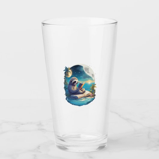 Retro Summer Beach Sloth Glas (Vorderseite)