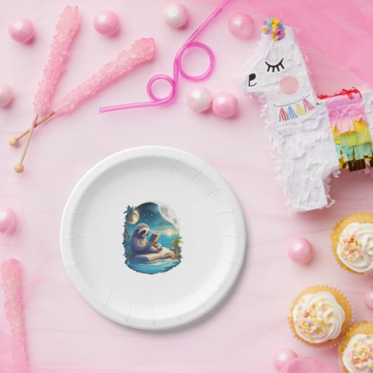 Retro Summer Beach Sloth Pappteller (Party)