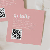Retro Summer | Blush Pink QR Code Wedding Details Begleitkarte