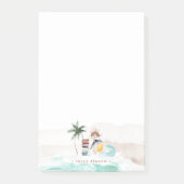 Retro Summer Boho Surf | Monogramm Personalisiert Post-it Klebezettel (Vorderseite)