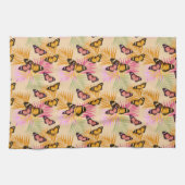 Retro Summer Butterfly Palm Traum 1 Geschirrtuch (Horizontal)