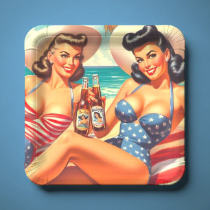 Retro Summer Buttone Pappteller
