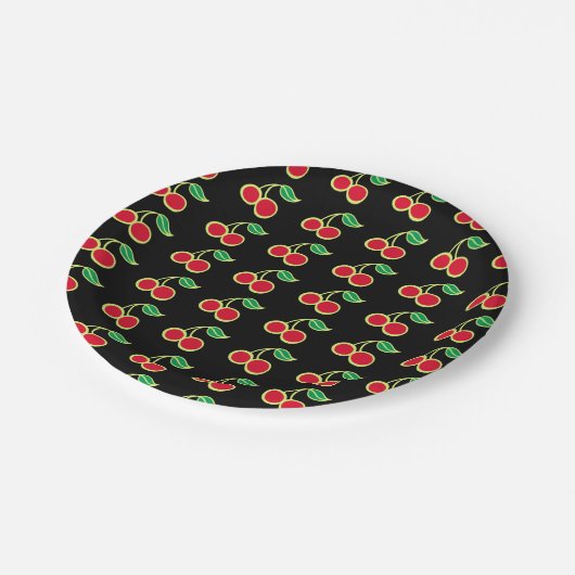 Retro Summer Cherry Party Picnic Paper Teller (Schrägansicht)