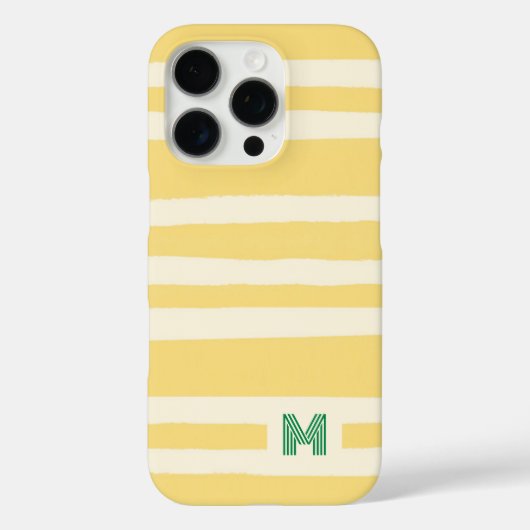 Retro Summer Chic Yellow Stripes Monogram Case-Mate iPhone Hülle (Rückseite)