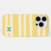 Retro Summer Chic Yellow Stripes Monogram Case-Mate iPhone Hülle (Rückseite (Horizontal))