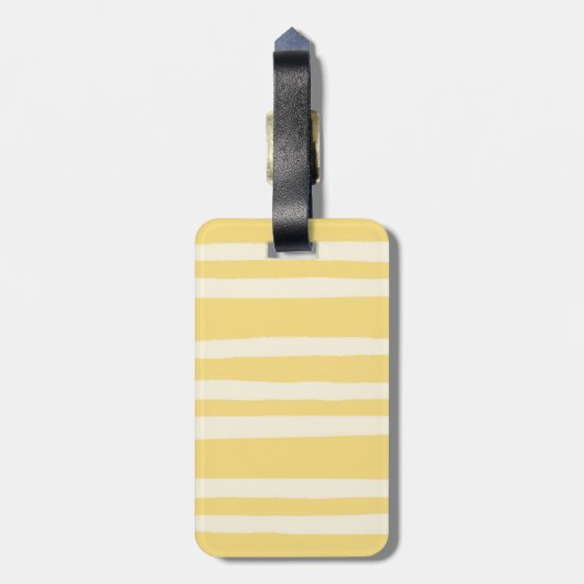 Retro Summer Chic Yellow Stripes Monogram Gepäckanhänger (Rückseite vertikal)