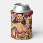 Retro Summer Cocktail Girl Dosenkühler (Kanne Vorderseite)