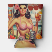 Retro Summer Cocktail Girl Dosenkühler (Vorderseite)