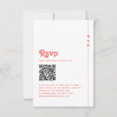 Retro Summer Coral Pink Monogram Wedding QR Code RSVP Karte (Vorderseite)
