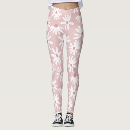 Retro Summer Daisies Muster Kleines #4 #pattern Leggings (Vorderseite)