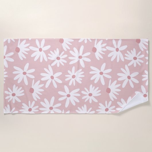 Retro Summer Daisies Muster Kleines #4 #pattern Strandtuch (Vorderseite)