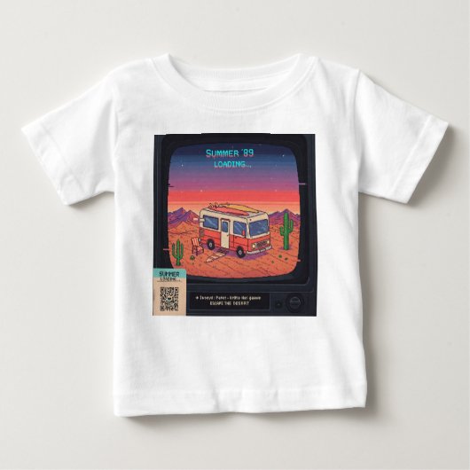Retro Summer Error 404 T - Shirt | Glitch Art (Vorderseite)