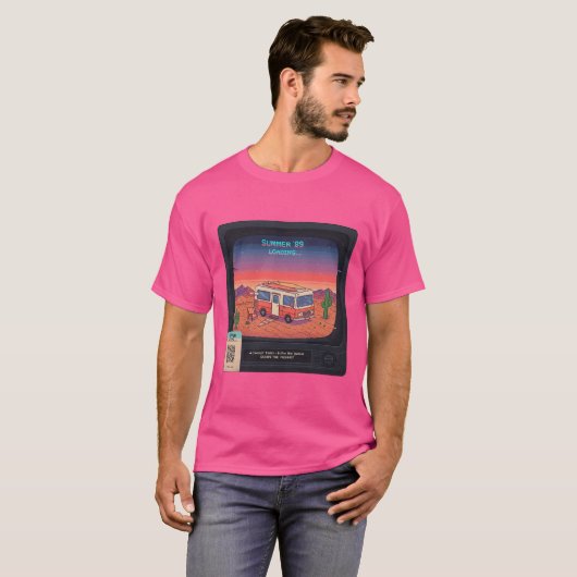 Retro Summer Error 404 T - Shirt | Glitch Art (Vorne ganz)