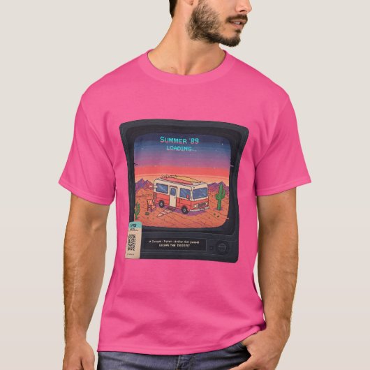 Retro Summer Error 404 T - Shirt | Glitch Art (Vorderseite)