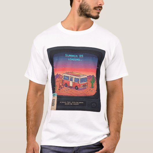 Retro Summer Error 404 T - Shirt | Glitch Art (Vorderseite)