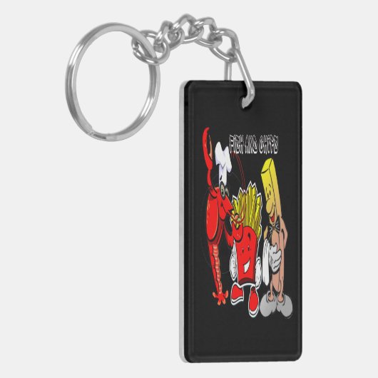 Retro Summer Fish and Chips Schlüsselanhänger (Vorderseite links)