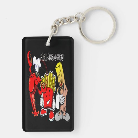 Retro Summer Fish and Chips Schlüsselanhänger (Rückseite)