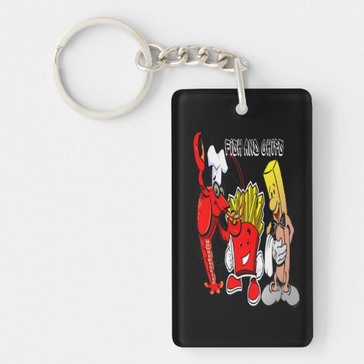 Retro Summer Fish and Chips Schlüsselanhänger (Vorderseite)