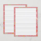 Retro Summer Florals Pink Stationery Letter Paper (Vorne/Hinten)