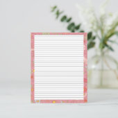 Retro Summer Florals Pink Stationery Letter Paper (Stehend Vorderseite)