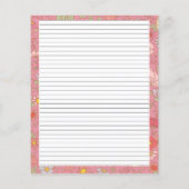 Retro Summer Florals Pink Stationery Letter Paper (Rückseite)
