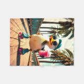 Retro Summer Funny Roller Duck Fleecedecke (Vorderseite (Horizontal))