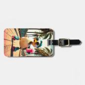 Retro Summer Funny Roller Duck  Gepäckanhänger (Vorderseite horizontal)