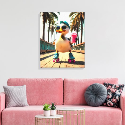 Retro Summer Funny Roller Duck Leinwanddruck (Insitu (Wohnzimmer))