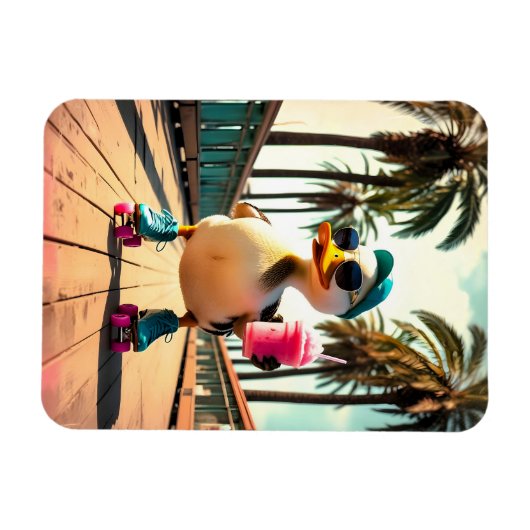 Retro Summer Funny Roller Duck  Magnet (Horizontal)