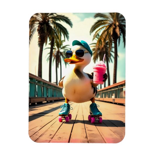Retro Summer Funny Roller Duck  Magnet (Vertikal)