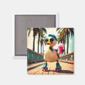 Retro Summer Funny Roller Duck Magnet (Vorderseite/Rückseite)