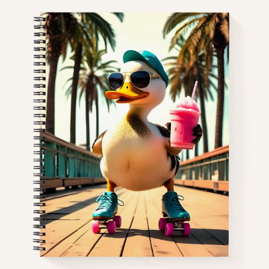 Retro Summer Funny Roller Duck Notizblock (Vorderseite)