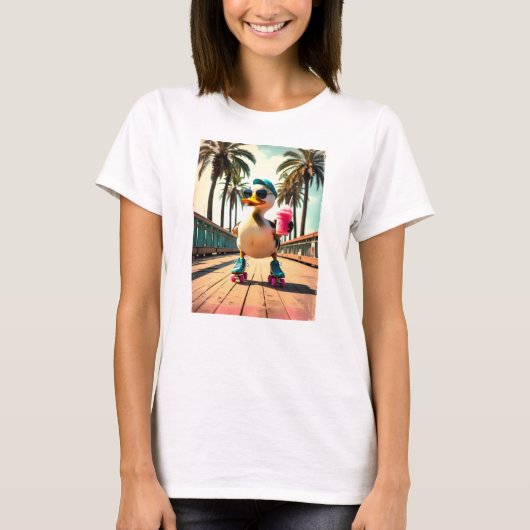 Retro Summer Funny Roller Duck  T-Shirt (Vorderseite)