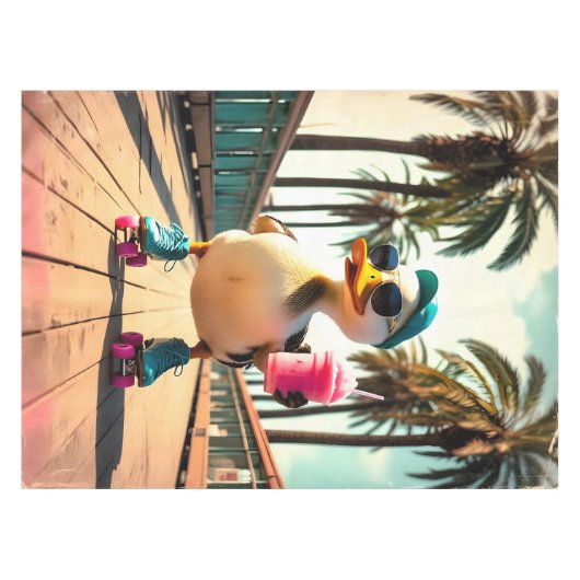 Retro Summer Funny Roller Duck Tischdecke (Vorderseite (Horizontal))