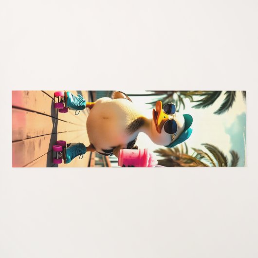 Retro Summer Funny Roller Duck Yogamatte (Rückseite (Horizontal))