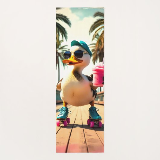 Retro Summer Funny Roller Duck Yogamatte (Rückseite)
