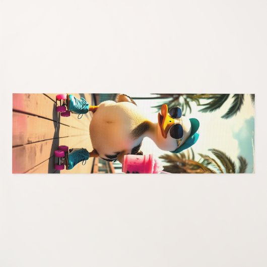 Retro Summer Funny Roller Duck Yogamatte (Vorderseite (Horizontal))