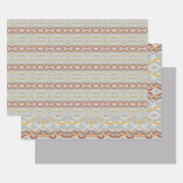 Retro Summer Geometric Color Block Design Geschenkpapier Set