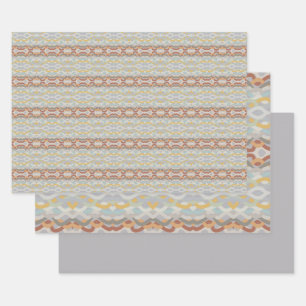 Retro Summer Geometric Color Block Design Geschenkpapier Set