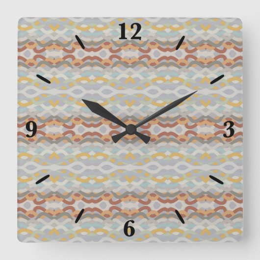 Retro Summer Geometric Color Block Pattern Design Quadratische Wanduhr (Vorderseite)