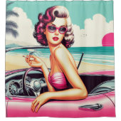 Retro Summer Girl Duschvorhang (Vorderseite)