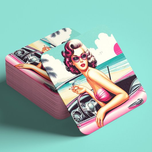 Retro Summer Girl Getränkeuntersetzer