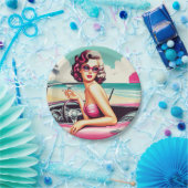 Retro Summer Girl Pappteller (Party)